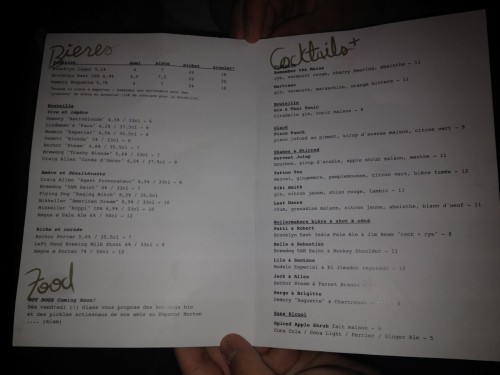La carte du Glass