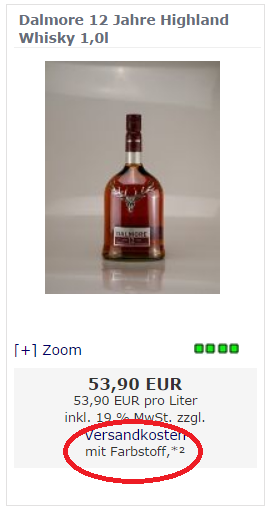 Dalmore mit Farbstoff